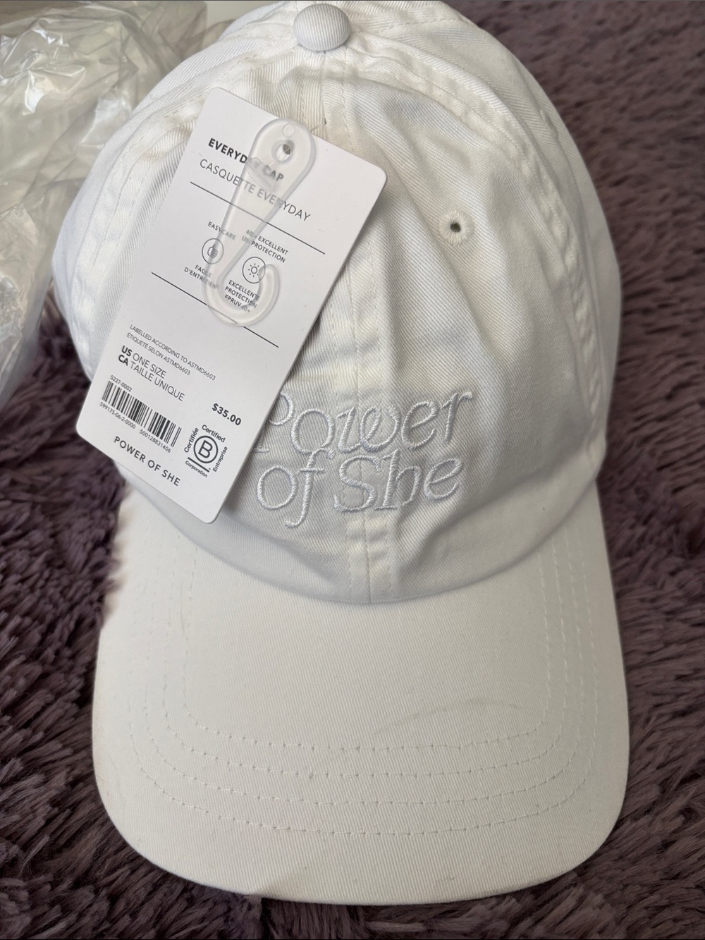 ATHLETA “Power of She” White Embroidered Baseball Cap